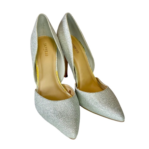 Express Silver Shimmer Pointy Toe Pumps - Picture 5 of 6